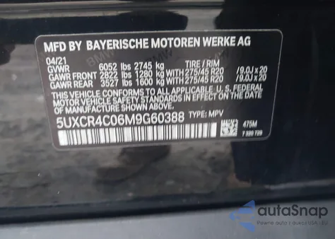 2021 BMW X5 Sdrive40I from USA, damaged, VIN 5UXCR4C06M9G60388